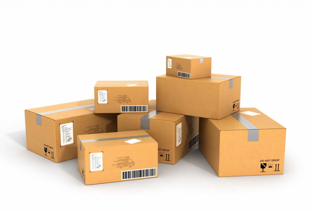 A photo of a group of shipping boxes.